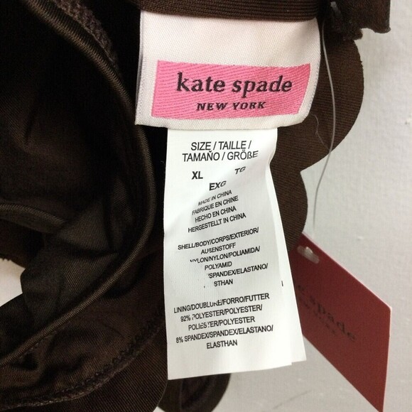Kate Spade New York Womens Scalloped Hipster Bikini Bottom Expresso Size XL NWT - Picture 5 of 7